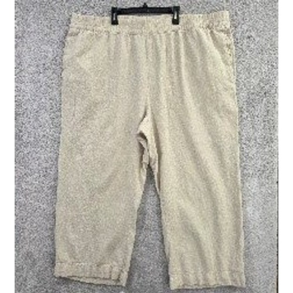 Old Navy Pants Women's 3X Beige High Rise Wide Leg Linen Blend Comfort Waistband
